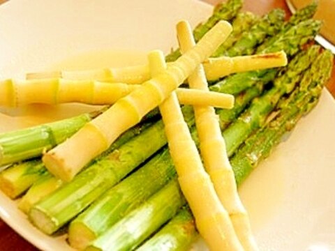 ワイン片手に、姫竹とアスパラのシャンパンソテー